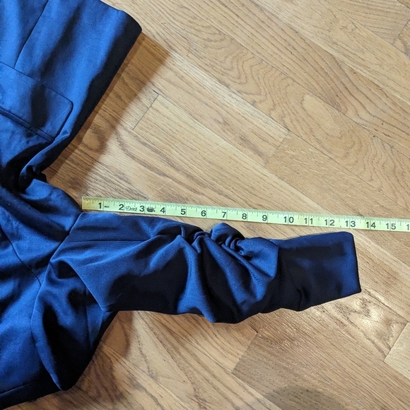 Countess Small Navy Fitted 3/4 Cinch Sleeve One Button Fully Lined Blazer Jacket - Picture 8 of 9